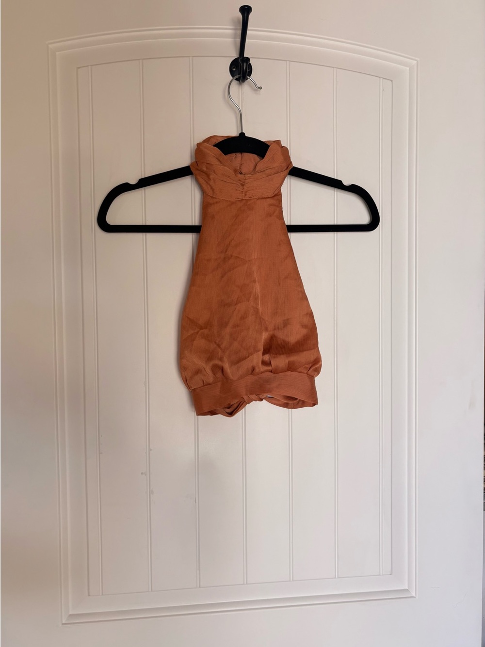 Princess Polly Rust Orange Halter Neck Satin Top